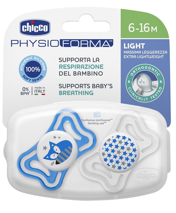 CHICCO SUCCHIETTO LIGHT BOY SILICONE 6-16 MESI 2 PEZZI - farmanauta.it
