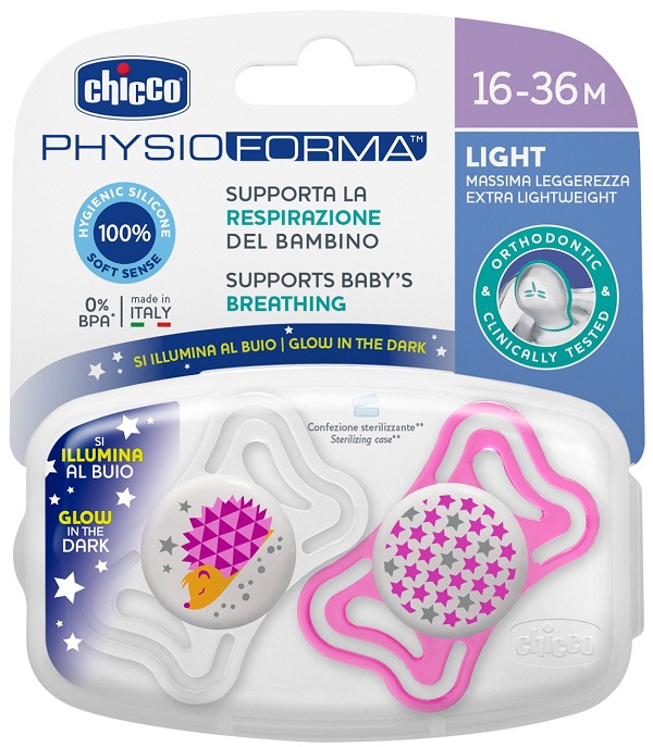 CHICCO SUCCHIETTO LIGHT LUM SILICONE 16-36 MESI 2 PEZZI - farmanauta.it