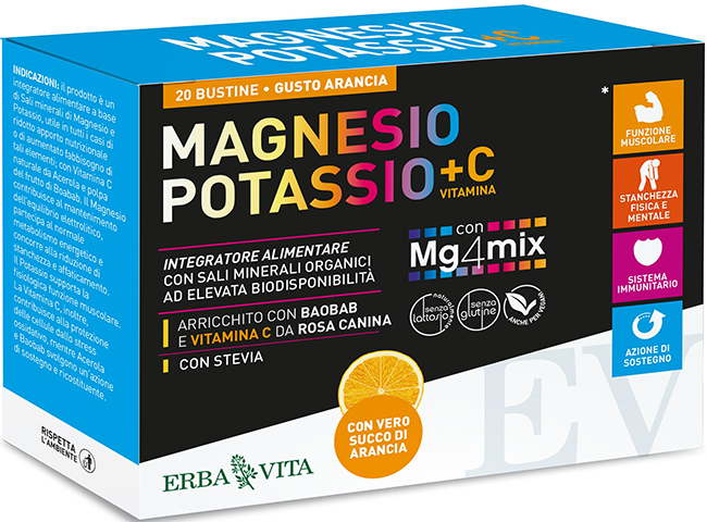 MAGNESIO POTASSIO +C VITAMINA GUSTO ARANCIA 20 BUSTINE DA 3,8 G - farmanauta.it