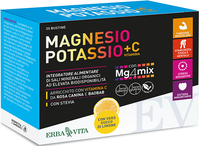 MAGNESIO E POTASSIO +VIT C LIMONE 20 BUSTINE - farmanauta.it