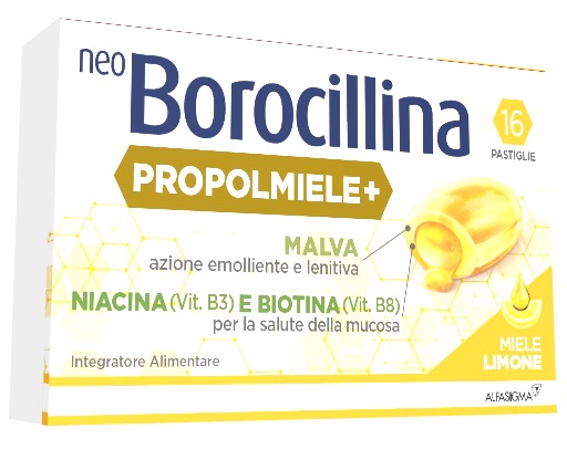 NEOBOROCILLINA PROPOLMIELE+ MIELE/LIMONE 16 PASTIGLIE DA 3,4 G - farmanauta.it