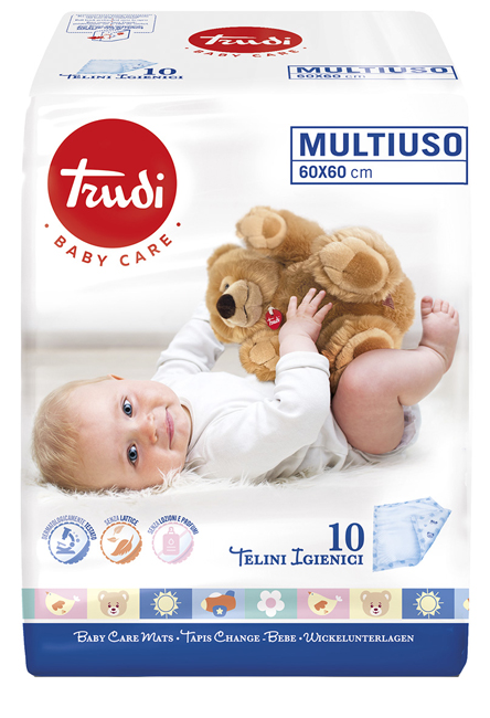 TRUDI BABY CARE TELINI MULTIUSO 60X60 CM 10 PEZZI - farmanauta.it