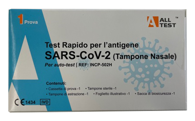 TEST ANTIGENICO RAPIDO COVID-19 ALLTEST AUTODIAGNOSTICO DETERMINAZIONE QUALITATIVA ANTIGENI SARS-COV-2 IN TAMPONI NASALI MEDIANTE IMMUNOCROMATOGRAFIA - farmanauta.it