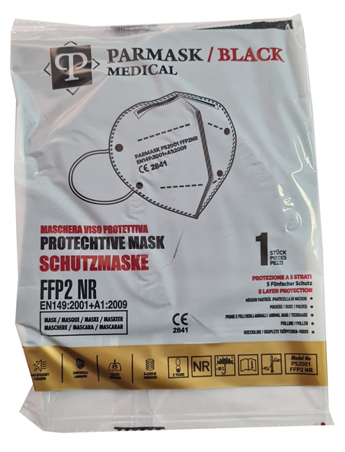 MASCHERINA PARMASK MEDICAL FFP2 BLACK 10 PEZZI - farmanauta.it