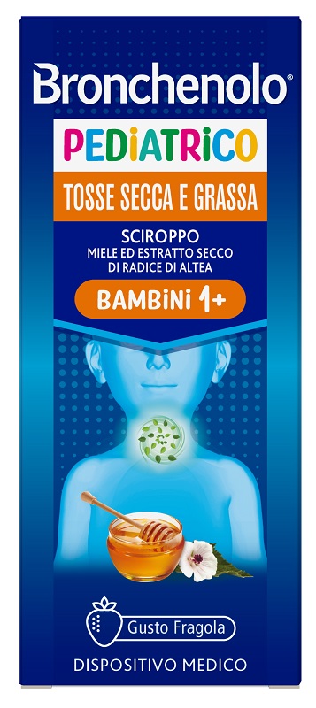 SCIROPPO BRONCHENOLO PEDIATRICO TOSSE SECCA E GRASSA DA 1 ANNO IN SU 120 ML GUSTO FRAGOLA SENZA COLORANTI ARTIFICIALI, SENZA ALCOL, SENZA OGM - farmanauta.it