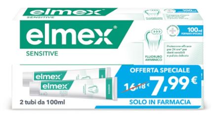 ELMEX DENTIFRICIO SENSITIVE TAGLIO PREZZO 2 PEZZI DA 100 ML - farmanauta.it