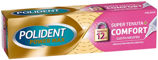 CREMA ADESIVA PROTESI DENTALI POLIDENT POWER MAX SUPER TENUTA+COMFORT 70 G - farmanauta.it