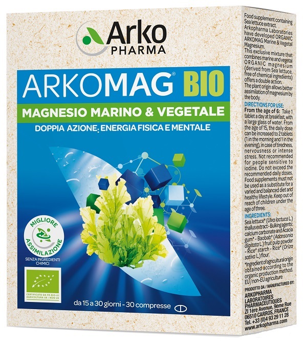 ARKOMAG BIO MAGNESIO MARINO & VEGETALE 30 COMPRESSE - farmanauta.it