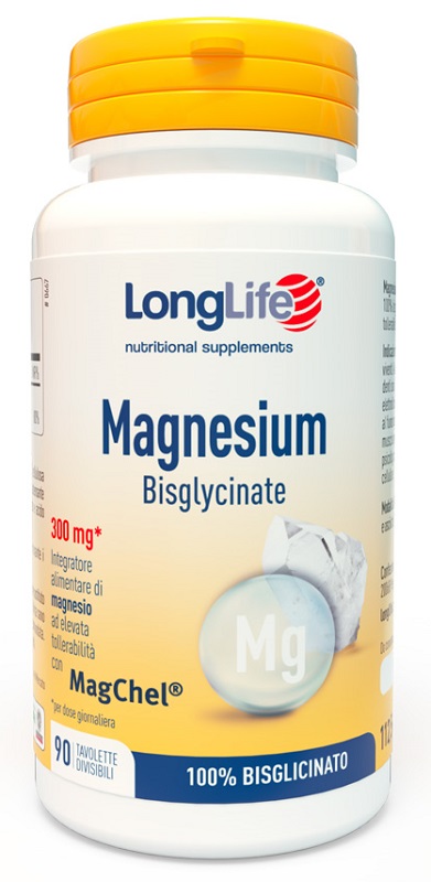 LONGLIFE MAGNESIUM BISGLYCINATE 90 TAVOLETTE DIVISIBILI SENZA GLUTINE - farmanauta.it